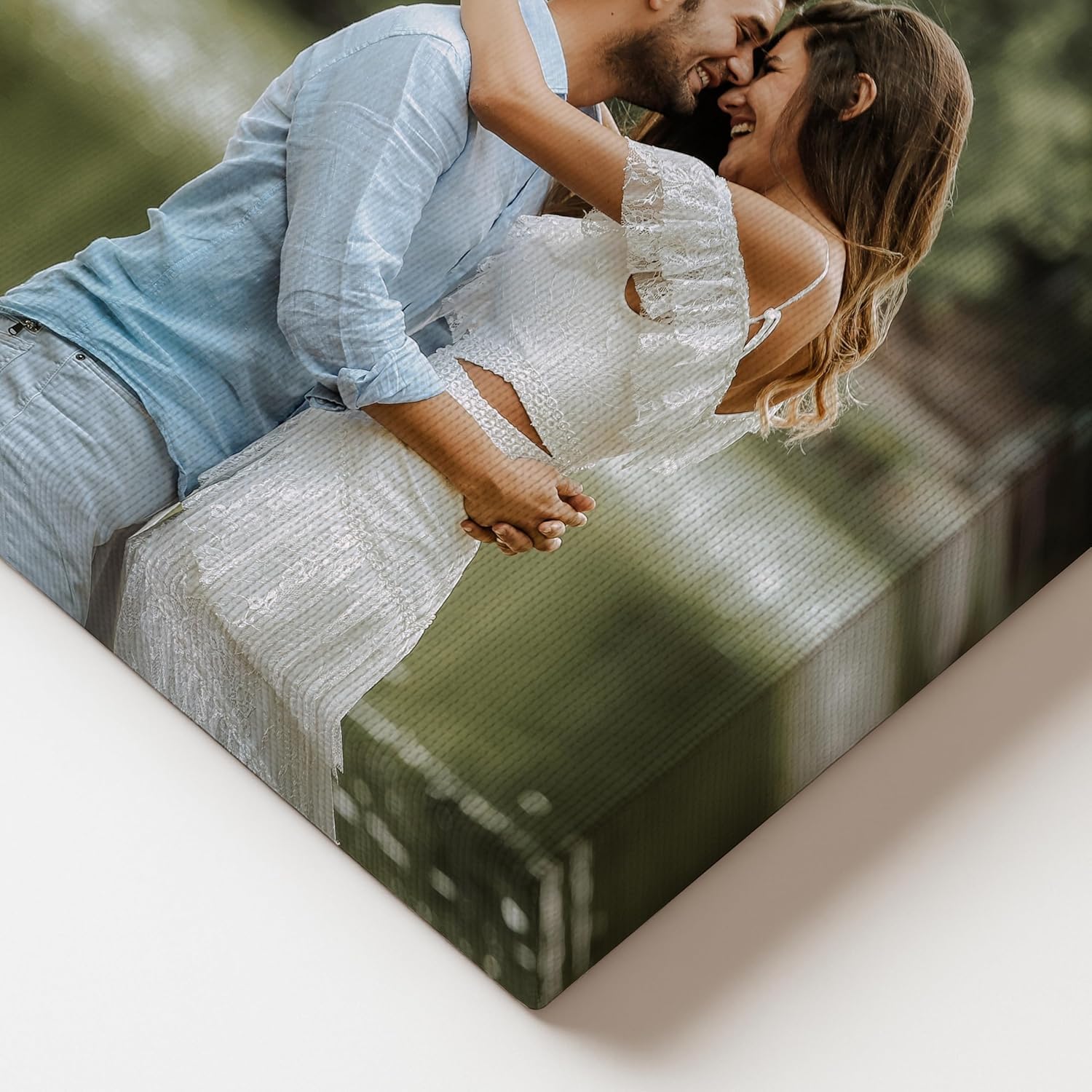 Canvas Photo Print with Floating Frame, Personalized Picture Wall Art Home Decoration, Cedar Walnut Frame 12x16 Inch