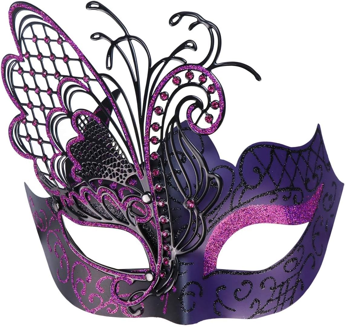 Coddsmz Mysterious Venetian Butterfly Shiny Butterfly Lady Masquerade Halloween Mardi Gras Party Mask