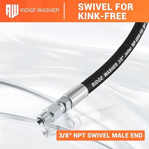 Miniatura 5 de RIDGE WASHER Manguera de látigo para lavadora a presión con giratoria, manguera de puente de 38 pulgadas, manguera de conector de carrete de