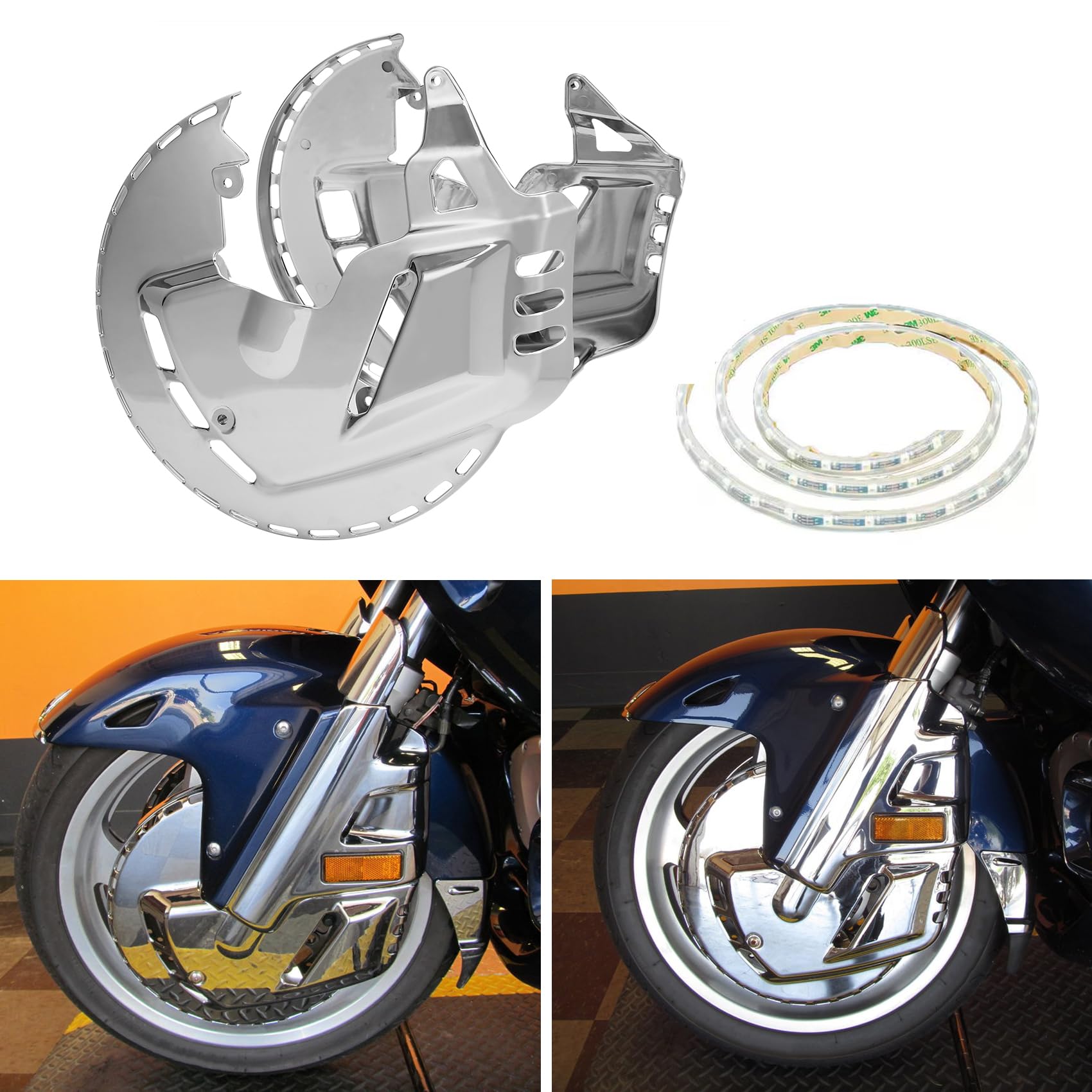 1 Pair Motorcycle Front Brake Rotor Covers Led Ring Of Fire Moto Brake ...