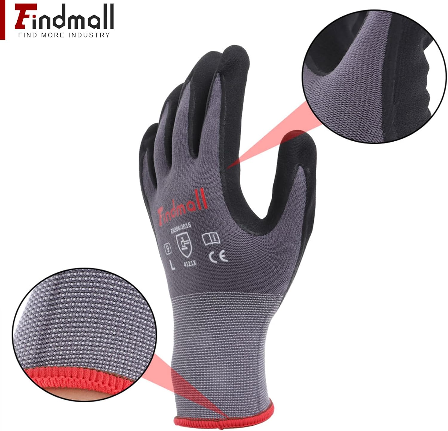 findmall 12 Pairs Large Work Gloves Seamless Knit Glove Gardening Gloves Women Men Fit for Warehousing and Logistics, Construction Sites, Horticultural Planting