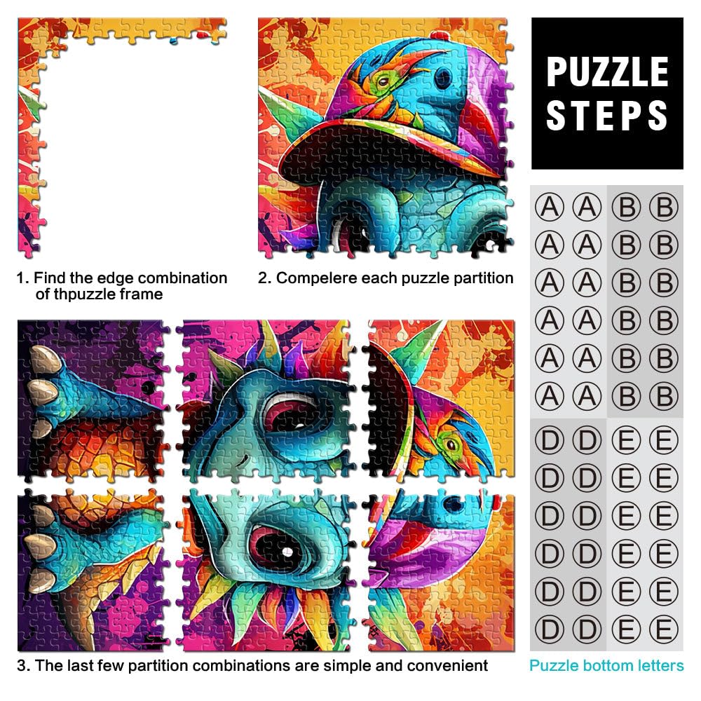 Puzzle pour Adultes 2000 pièces Art Dragon Bébé Puzzle pour Jeu éducatif Défi Jouet Illustration Cadeau 27,56 po x 39,37 po pour Les 14 Ans
