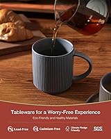Vista 2 de famiware Juego de Tazas de Café para 4, Tazas de Catering Star de 12 oz con Asa para Café, Té, Cacao, Leche - Juego de Vajilla de Cerámica de Gres