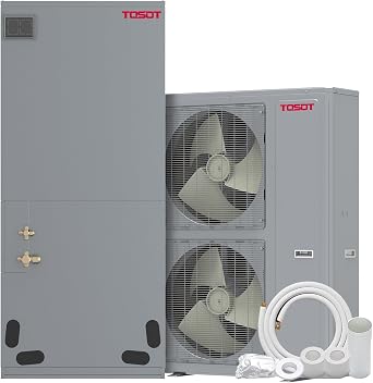 TOSOT 60,000 BTU Ducted Central Air Conditioner Heat Pump System, 5 Ton Inverter Split System AC with Energy Star, Originality Two-Stage Compressor, 25 Ft Copper Line Set, Work in -22-130F, 18.5 SEER2 | 5 Ton Inverter Heat Pump, 18.5 Seer2, High Efficiency, Works in -22 to 130F, 25ft Copper Line Set, Energy Star Certified