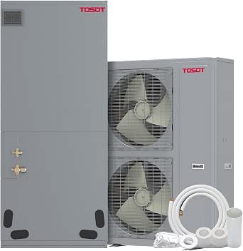 TOSOT 60,000 BTU Ducted Central Air Conditioner Heat Pump System, 5 Ton Inverter Split System AC with Energy Star, Two-Stage Compressor, 16 Ft Copper Line Set, Works in -22℉ to 130℉, 18.5 SEER2