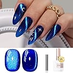 Double Rhythm 0.5 OZ Cat Eye Gel Polish with Magnet 15ML Holographic Glitter Shimmer Translucent Jelly Color Magnetic Nail Polish Salon DIY at Home (MC1078)