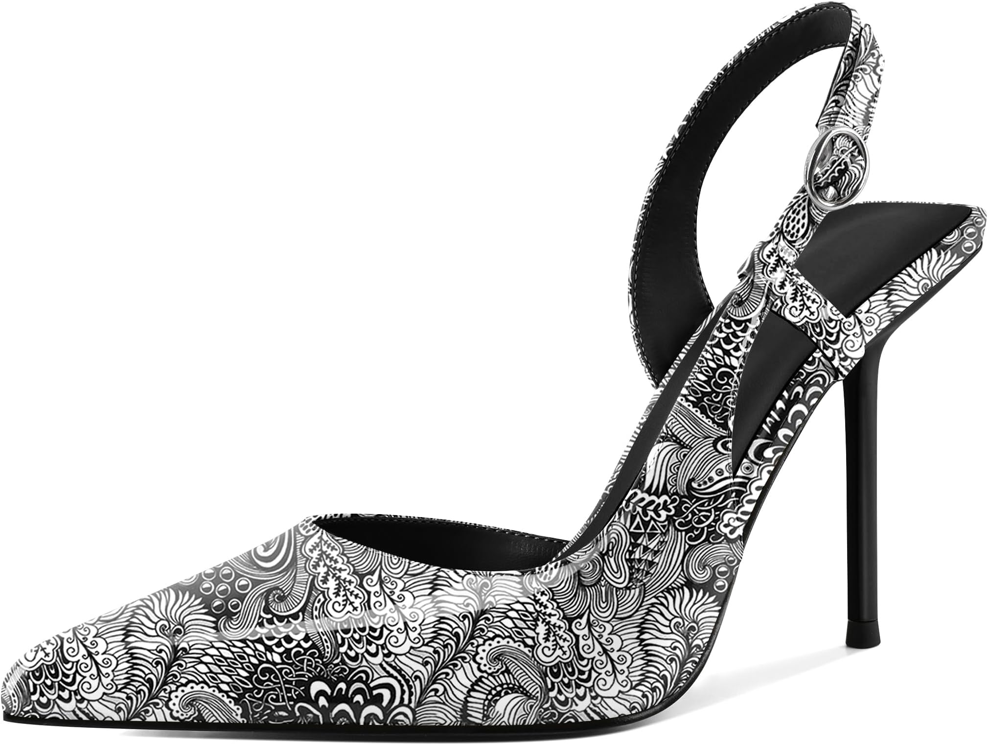 YODEKS Women's Slingback Heels Pointed Toe D'Orsay High Heel Pumps 4 Inch Shoes US Size 5-13