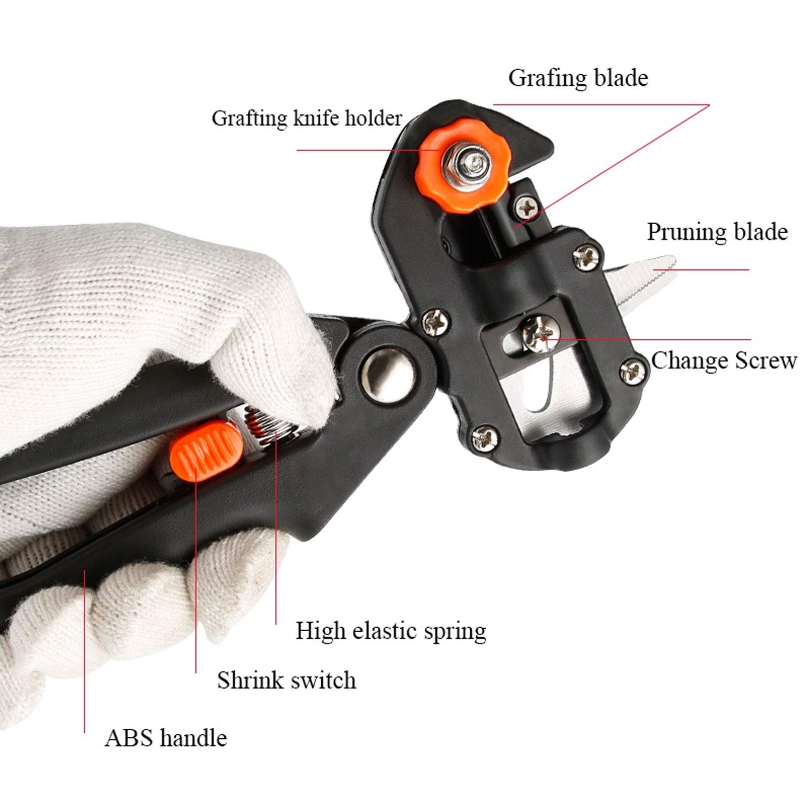 Forbici per Innesto e Potatura Forbici Innesto, Giardino Innesto Kit Professionali Cesoia Forbici da Potatura Set da Giardinaggio per Alberi da Frutto/pianta/ramo, Alto Tasso di Sopravvivenza,Nero