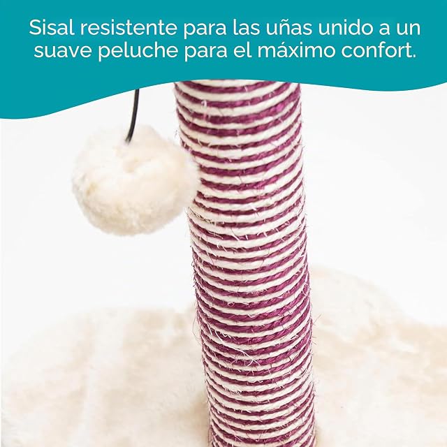 Foto 5 de 7 de Aqpet Poste rascador para Gatos, árbol de Juego para Gatos con Bola, 39 cm, Color Beige