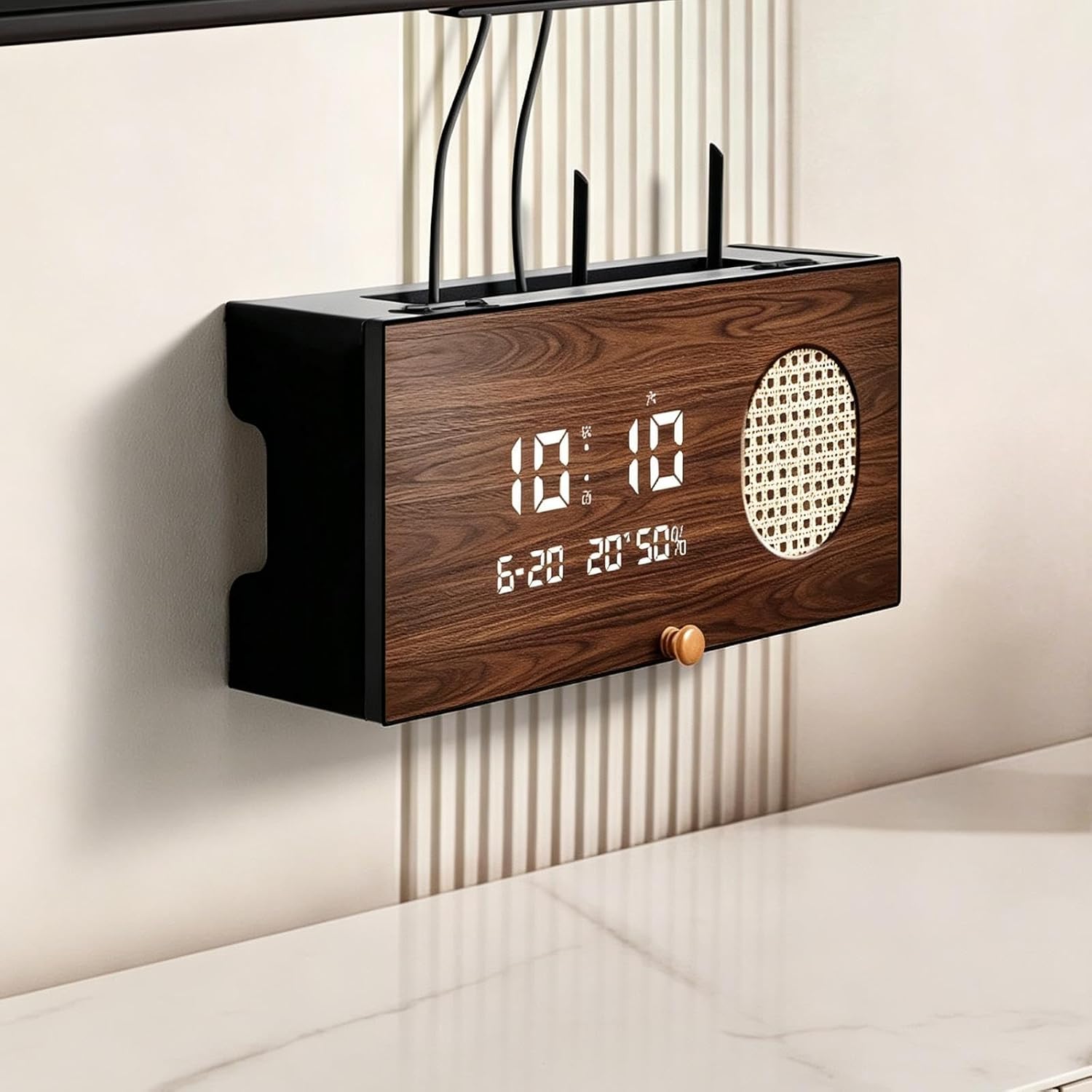 Wooden WiFi Router Storage Cabinet,Wall Mounted WiFi Box Hider
