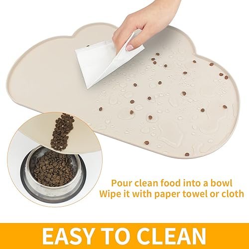 Miniatura 6 de Ptlom Tapete de silicona para alimentación de mascotas para perros y gatos, mantel individual de labios altos para mascotas, antideslizante,