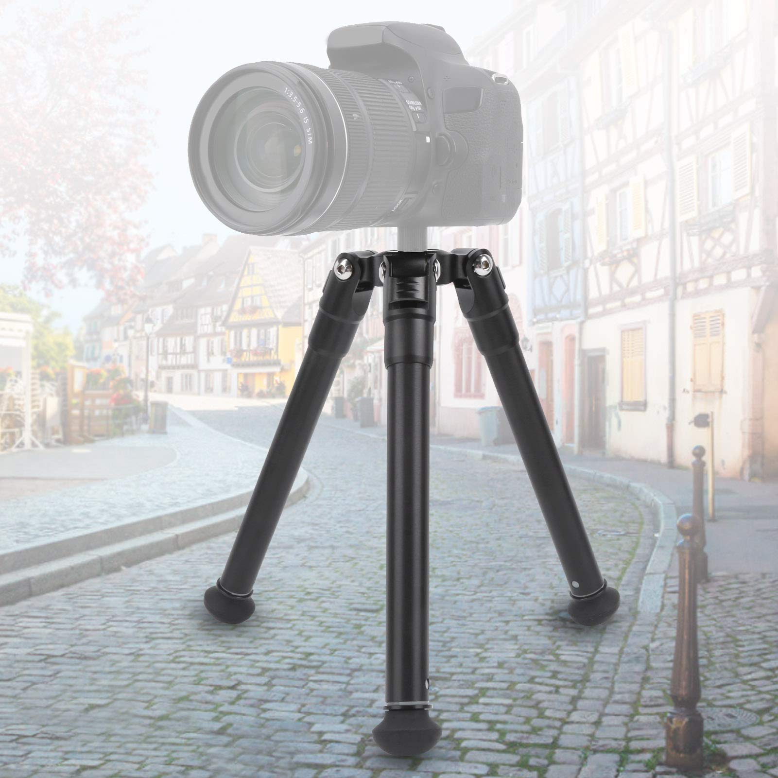 Stabilizator statywu aparatu telefonicznego, ze stopu aluminium, regulowana wysokość od 260 mm do 415 mm, lekki i składany, do transmisji na żywo, czarny