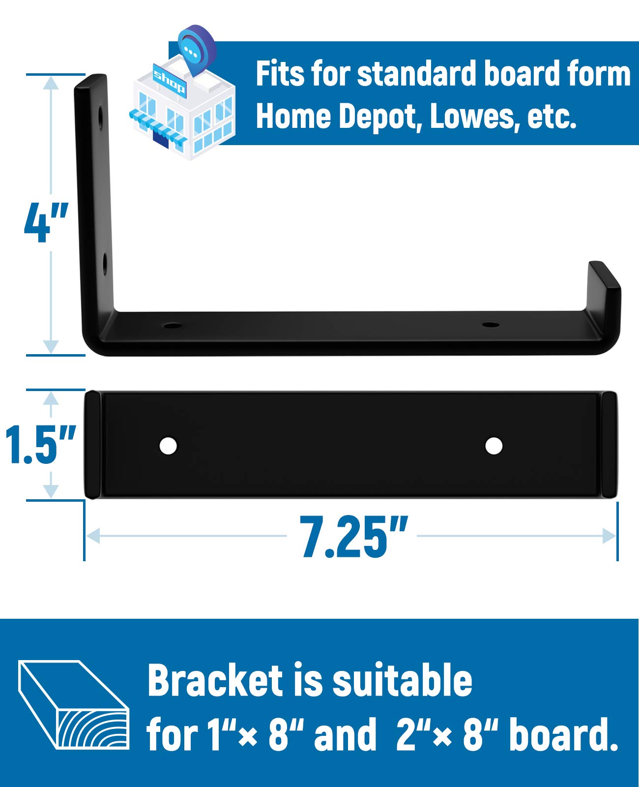 LEOPO Shelf Brackets for 8 inch Shelves, Floating Shelf Brackets for
