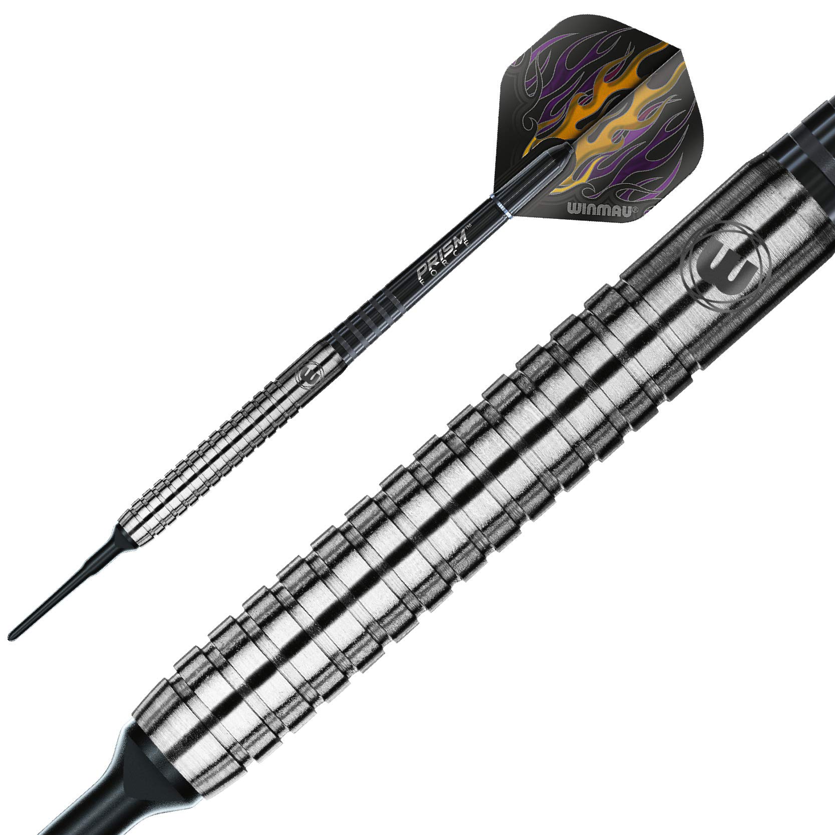 WINMAU Foxfire 20g Ensemble de Fléchettes Softip en Tungstène avec Vols Prism et Arbres (Tiges)
