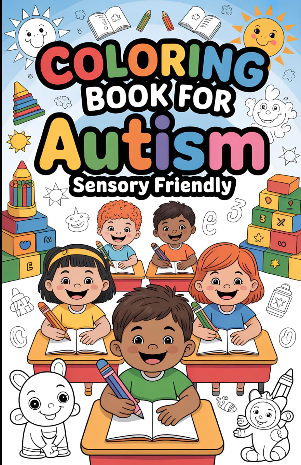 Coloring Book For Autism Sensory Friendly: A Sensory-Friendly Autism Coloring Book with Simple Learning Symbols | Designed for Calm Focus and Comfort