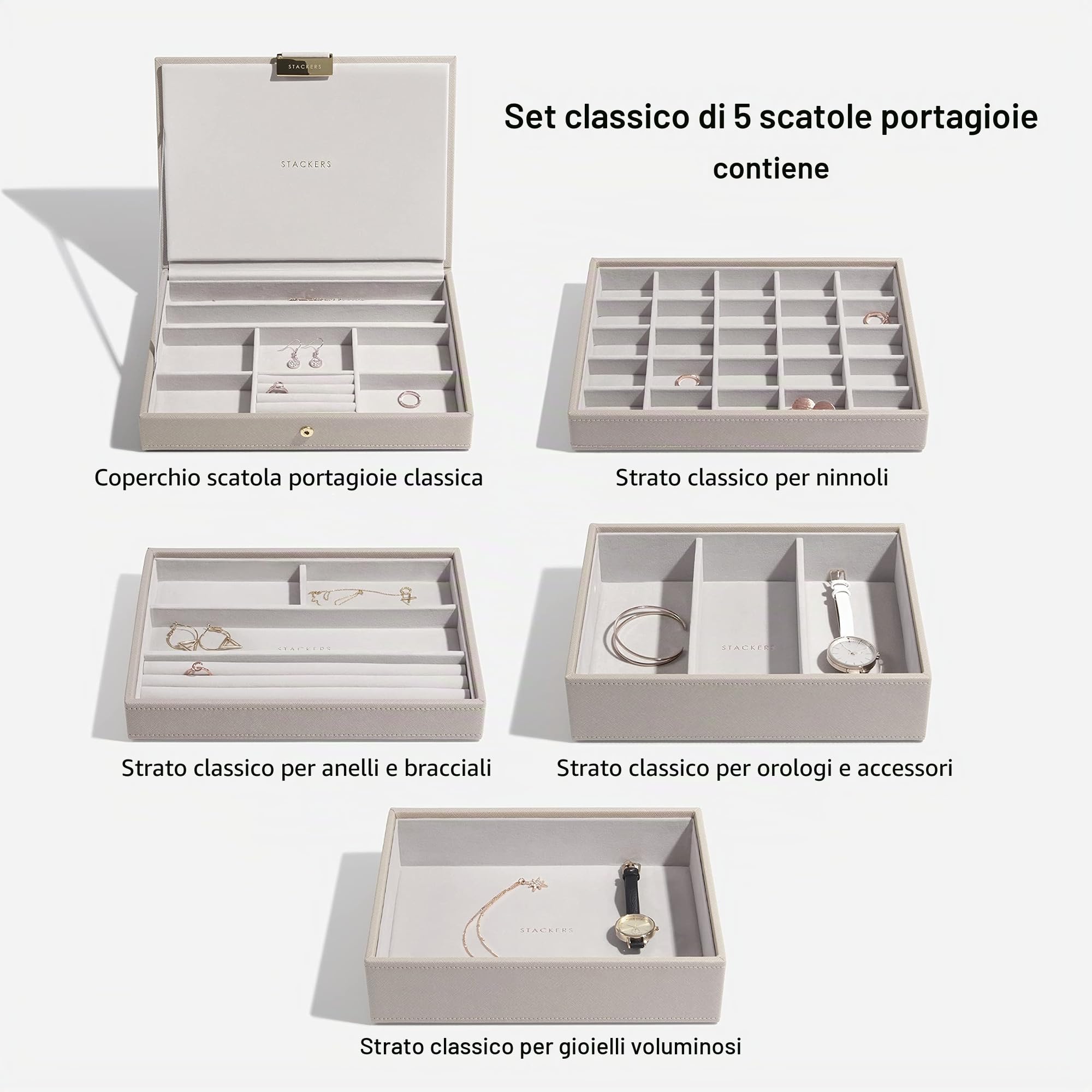 Stackers Classic - Portagioie classico misura media, set di 5