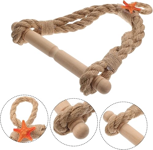 Miniatura 8 de HOMSFOU 2pcs Twine Paper Towel Holder Nautical Bathroom Decor Nautical Toilet Paper Towel Ring Nautical Towel Bar Boho Decor Toilet Paper Holder