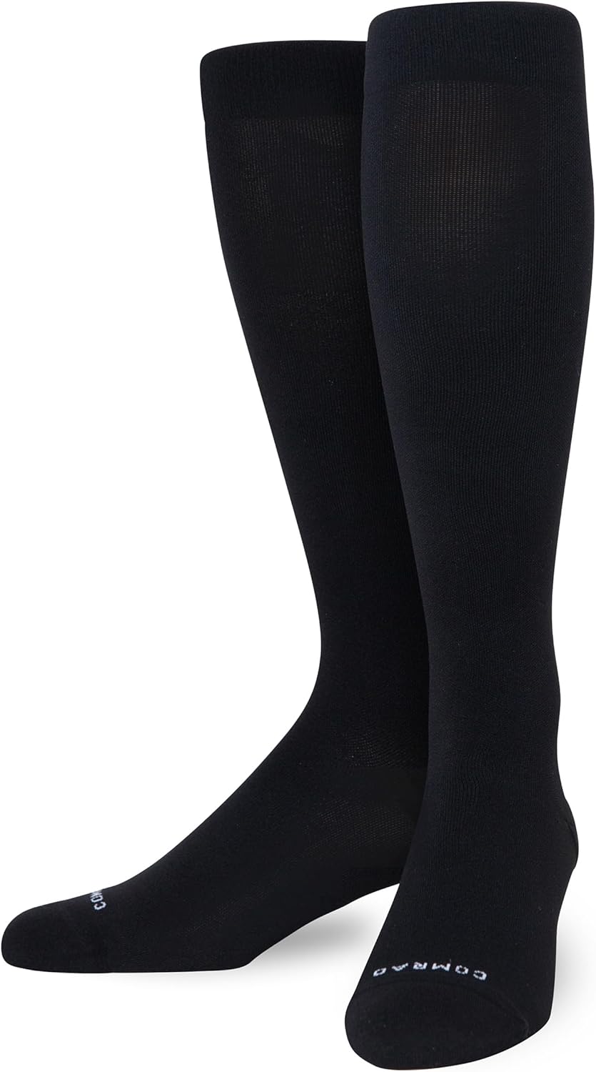 Comrad Nylon Knee High Socks 2030mmHg Firm Compression Socks, (Medium, Black