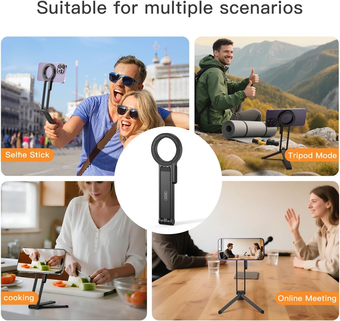 Magnetic Phone Tripod Stand for iPhone,Adjustable and Foldable Mini Pocket Tripod,Strong Magnet Selfie Stick Stand for iPhone 17/16/15/14/13/12 and Mag Safe Cases