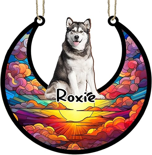 Vista 22 de LOVELYPOD Adorno de Navidad personalizado de perro pastor alemán, atrapasoles conmemorativo, adorno de Navidad de pastor alemán con nombre, pérdida