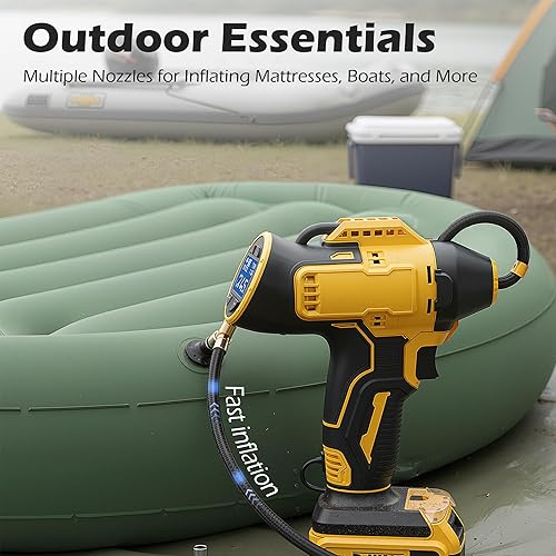 Miniatura 4 de Inflador de neumáticos inalámbrico compatible con batería Dewalt de 20 V MAX, bomba de aire de mano de 150 PSI, compresor de aire portátil con