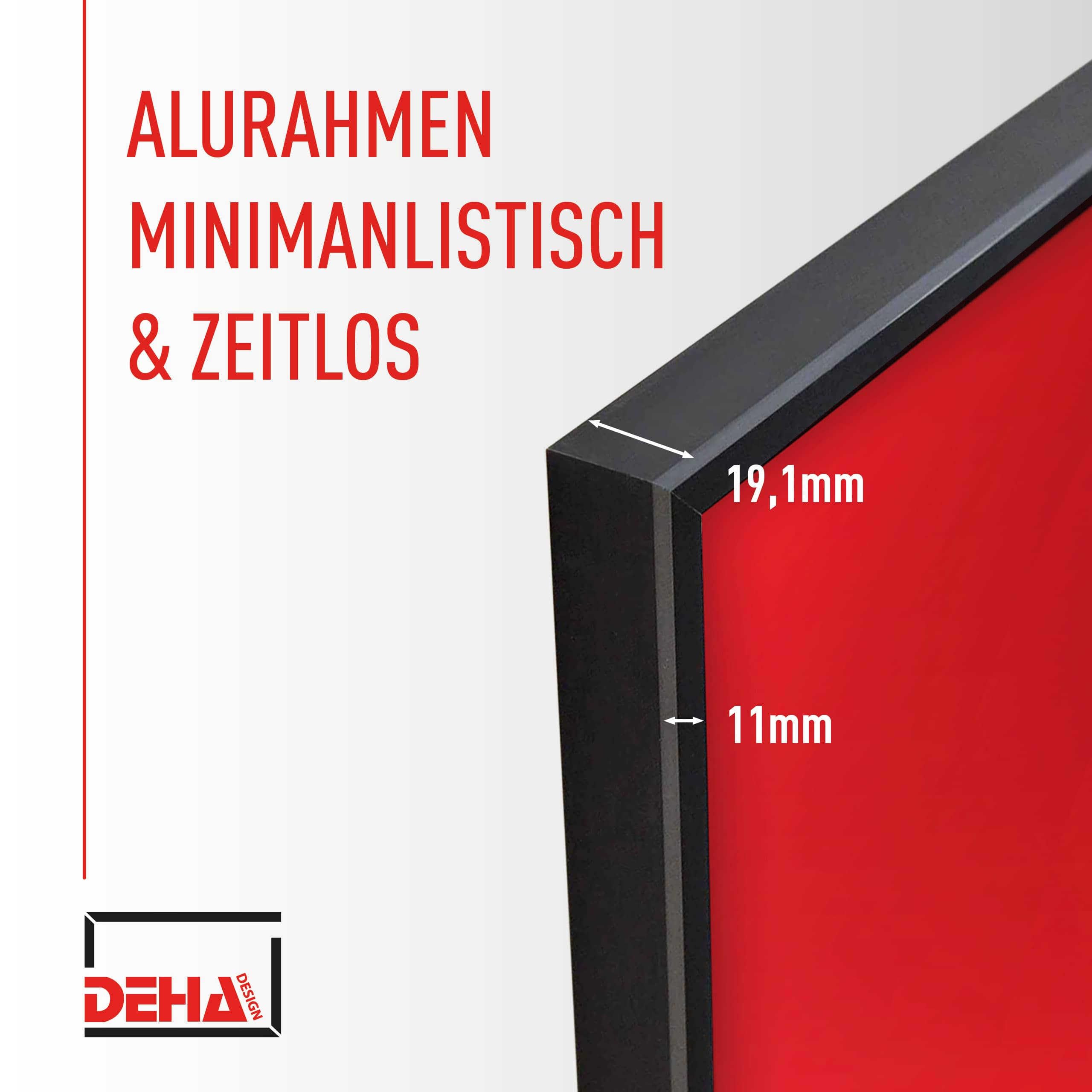 DEHA Design Bilderrahmen, 59,4 x 84,1 cm (A1), Aluminium, Schwarz matt, Posterrahmen zum Aufhängen im Hoch- & Querformat, bruchsicheres Kunstglas, Boston