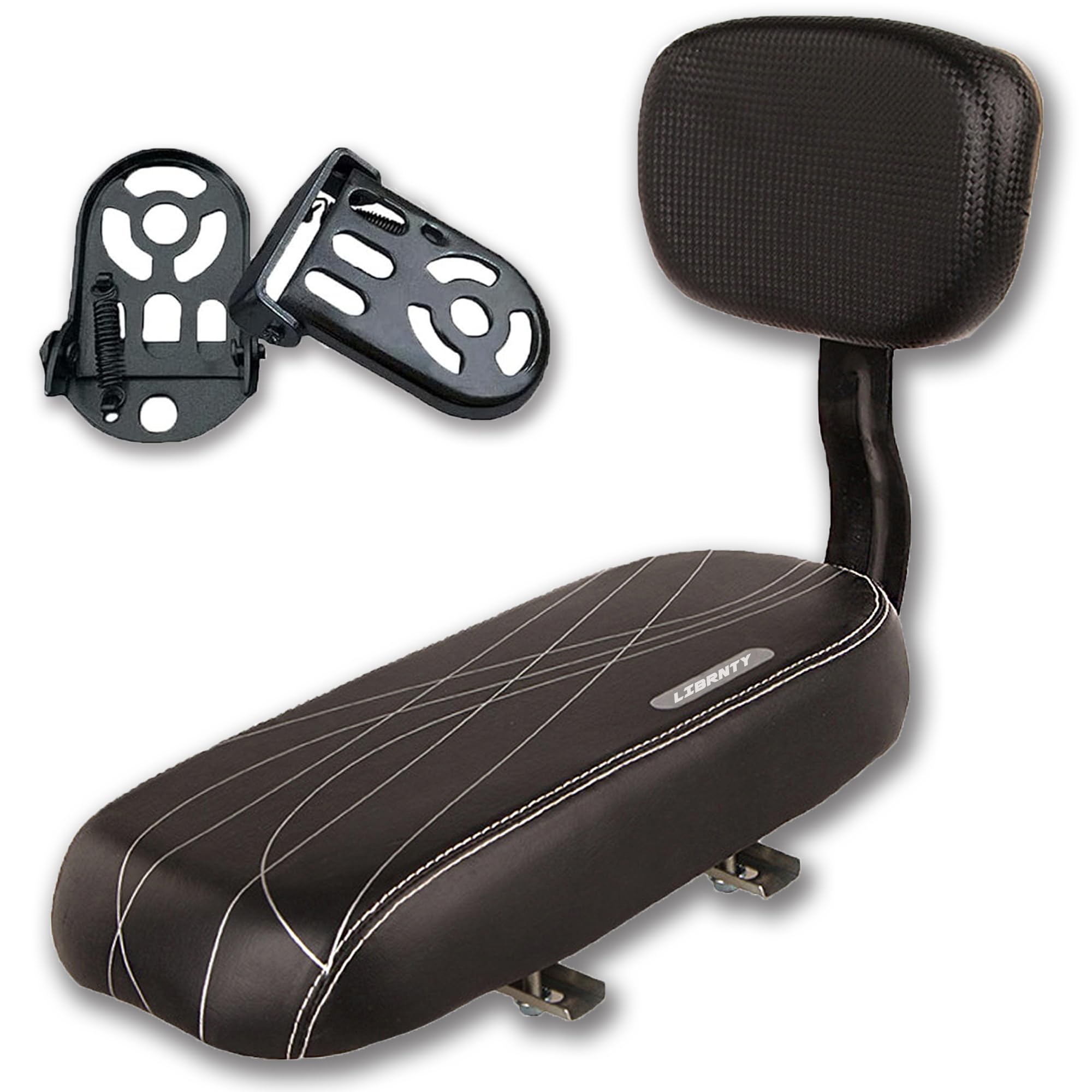 LIBRNTY Asiento Bicicleta Niño,Cojín de Asiento Trasero de Bicicleta, Kit de Bicicleta de Montaje a la Trasera cojín reposabrazos, Respaldo reposapiés para niños Adultos,Accesorios para Bicicleta