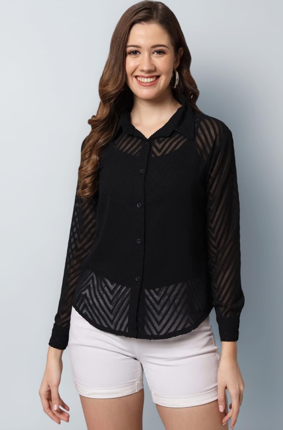 Women's Georgette Regular Fit Solid Casual Shirt