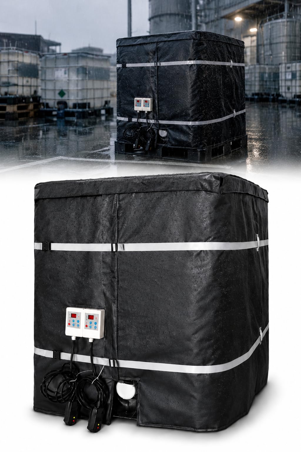 Coperta Riscaldante Fusti Olio, Riscaldatore Industriale Regolabile 100°C, Riscaldamento Rapido E Uniforme, Giacca Impermeabile Isolante per Olio, Resina, Asfalto E Altri Fluidi Black