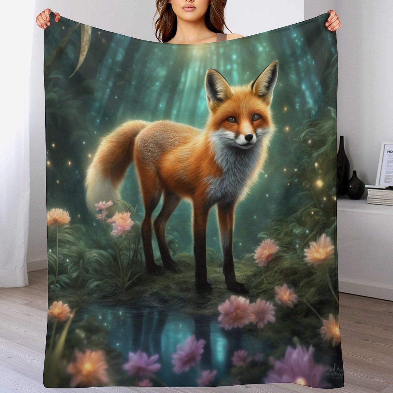 DCCCY Fox Blanket Throw Bedspread Soft Fluffy Warm Light Flannel Fabric Perfect for Adults Or Children's Gifts 130×150cm