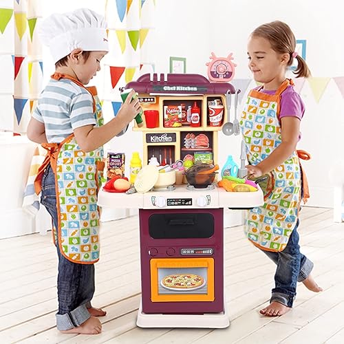 Miniatura 2 de Juego de cocina para niños pequeños 64 piezas juego de cocina de simulación con estufas horno fregaderos olla juguetes de comida de simulación juego