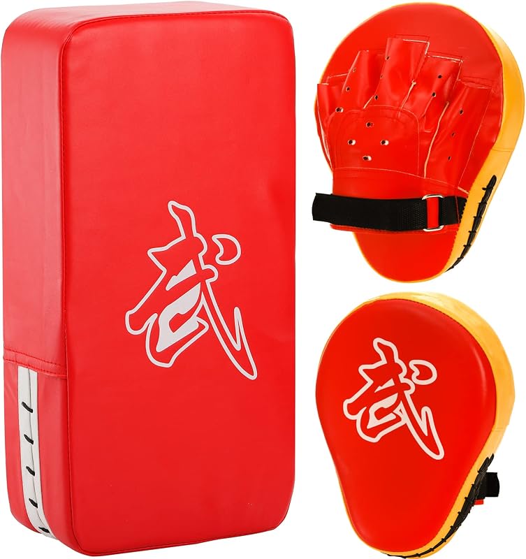 2-in-1 Punching Mitts Kick Pack Set, Boxing Gloves Taekwondo Kick Pad, Boxing Pads Curved Focus Punching Mitts, Adjustable Soft Shield Durable Training Pads Set
