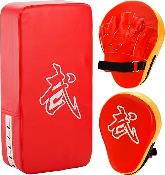WUWEOT 2-in-1 Punching Mitts Kick Pack Set, Boxing Gloves Taekwondo Kick Pads, Curved Focus Punching Mitts, Adjustable Soft Shield Durable Training Pads Set