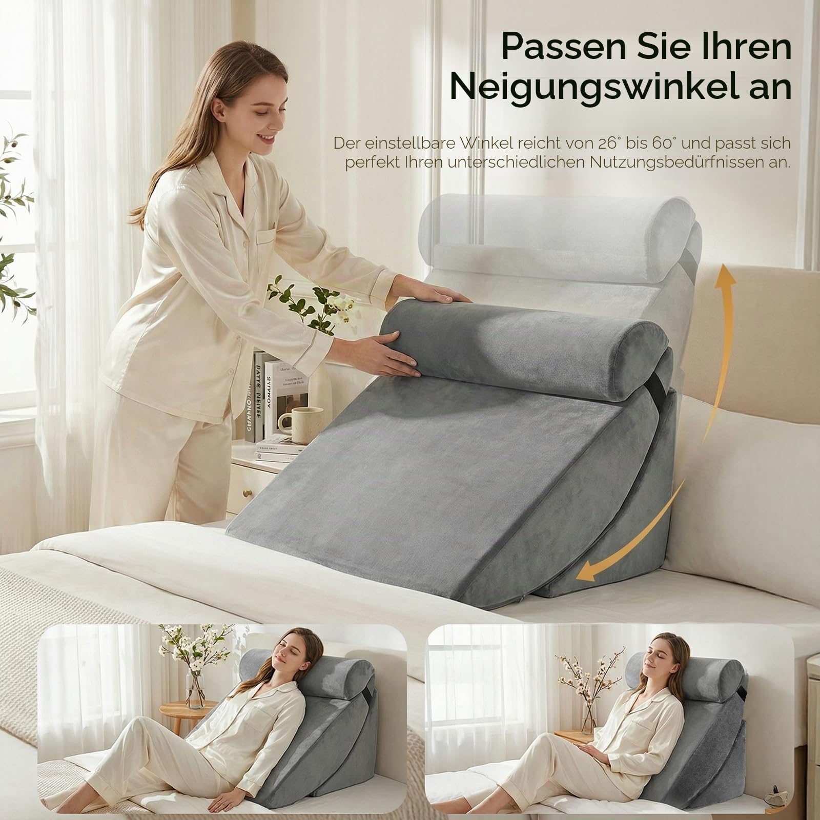 4PCS Orthopädische Bett Keil Kissen Set