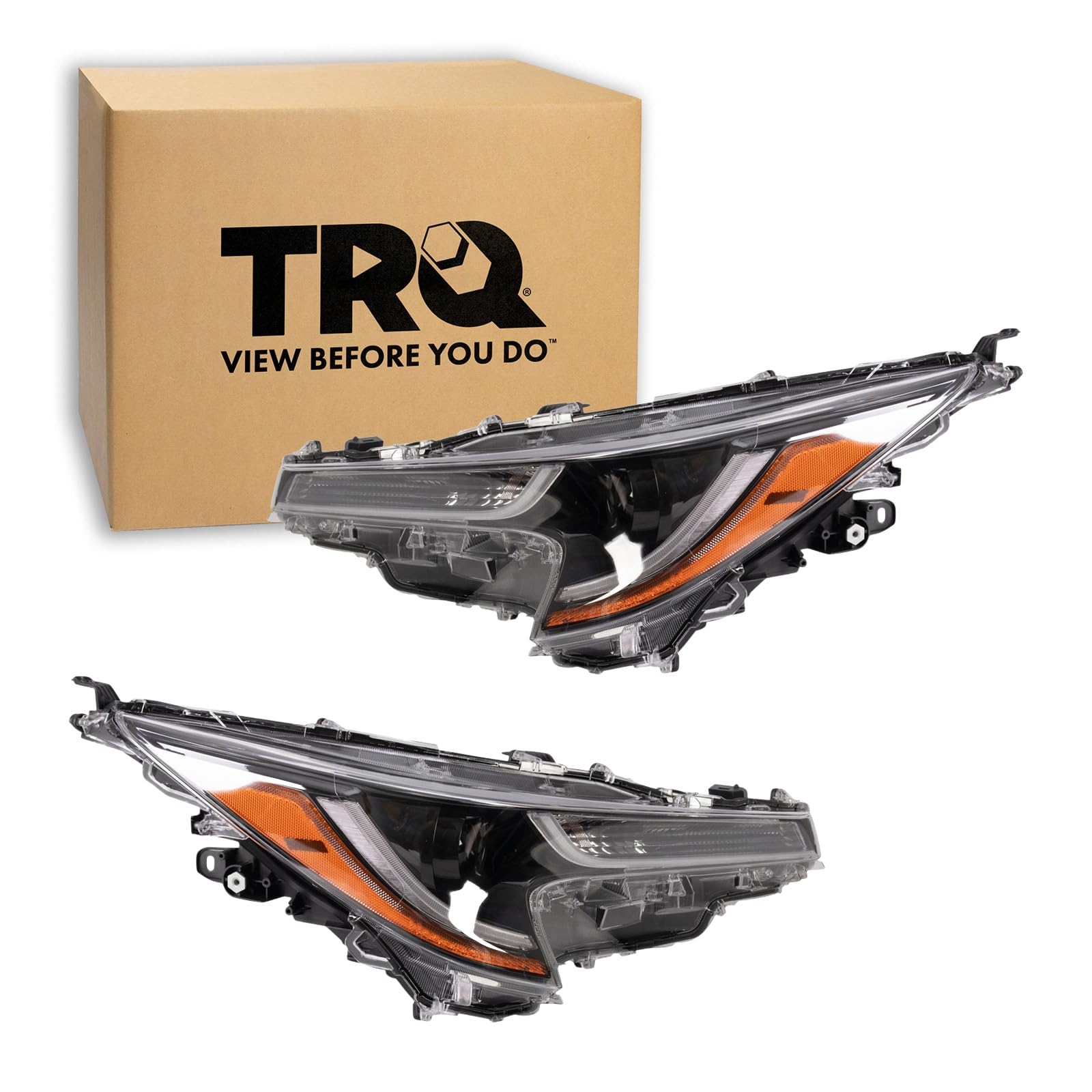 TRQ 2 Piece Headlight Assembly Set Driver &amp; Passenger Side Compatible with Toyota Corolla L LE 2020-2022 North American Built TO2502286 TO2503286 8111002S30 8115002S30