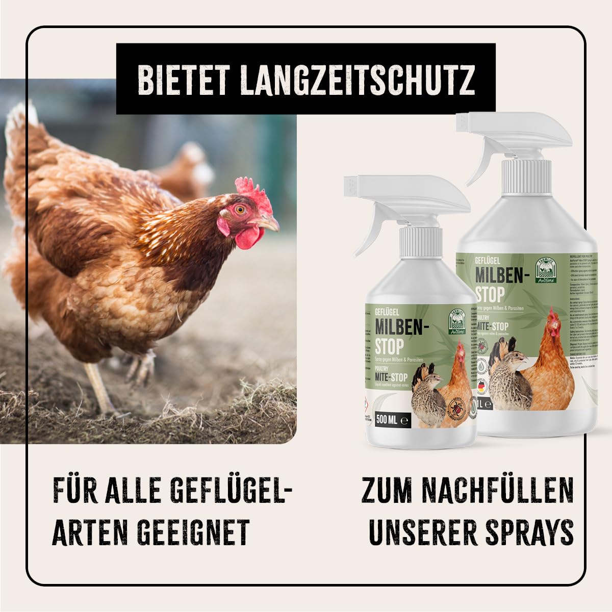 AniForte Milben Stop Flüssig für Hühner & Geflügel 5 Liter - gegen Milben & Parasiten, bei akutem Befall & Vorbeugende Maßnahme, Effektive Abwehr, Ideal zum Nachfüllen von AniForte Milben Stop Spray