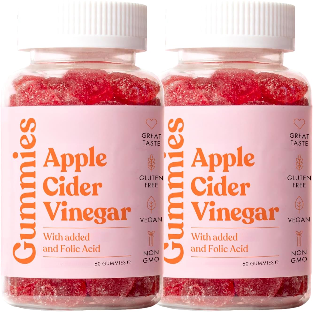Gomitas de vinagre de sidra de manzana, ingredientes naturales para,2PCS | vitaminas y ácido fólico, con polvo de granada y remolacha apoyar el cabello, la piel y las uñas