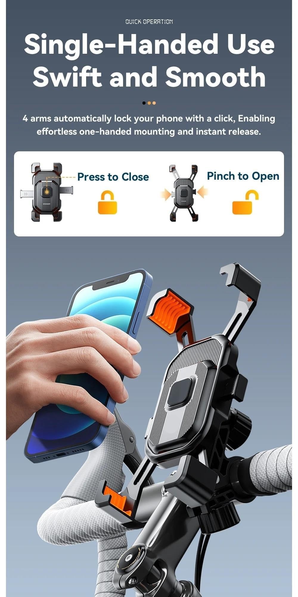 Supporto Telefono Bici Moto Manubrio Pinza Cellulare Per Dispositivi 4.7-6.7 Pollici Accessori Ciclismo