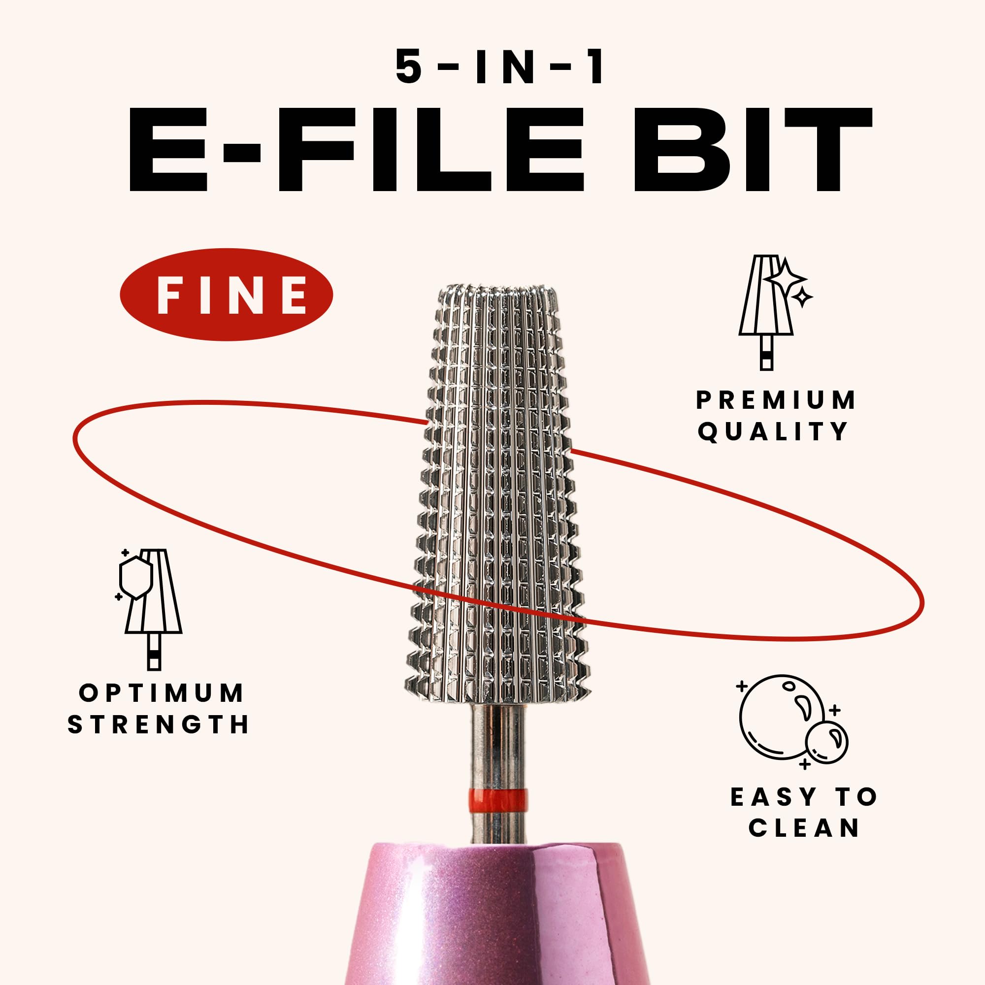 V Beauty - Brocas de uñas profesionales 5 en 1 (finas) - Kit de taladro eléctrico de uñas para manicura, pedicura y arte 3D - Brocas portátiles EFile para técnicos de uñas, salón y bricolaje en casa