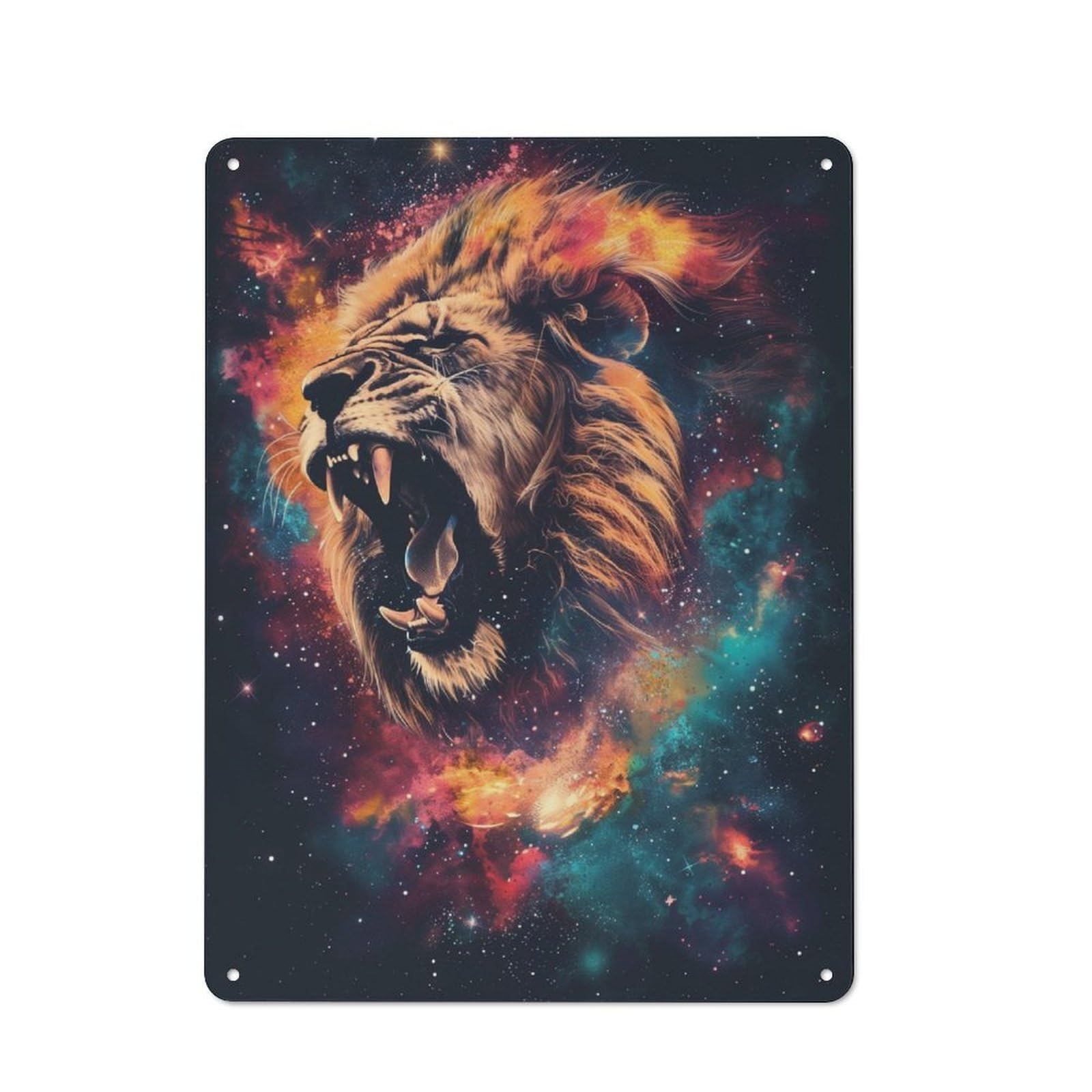 Junmoney Cosmic Lion Roar Retro Metal Wall Sign 40X30cm For Guest Room Or Hallway, New-Space Wall Decor For Home Decor Collectors