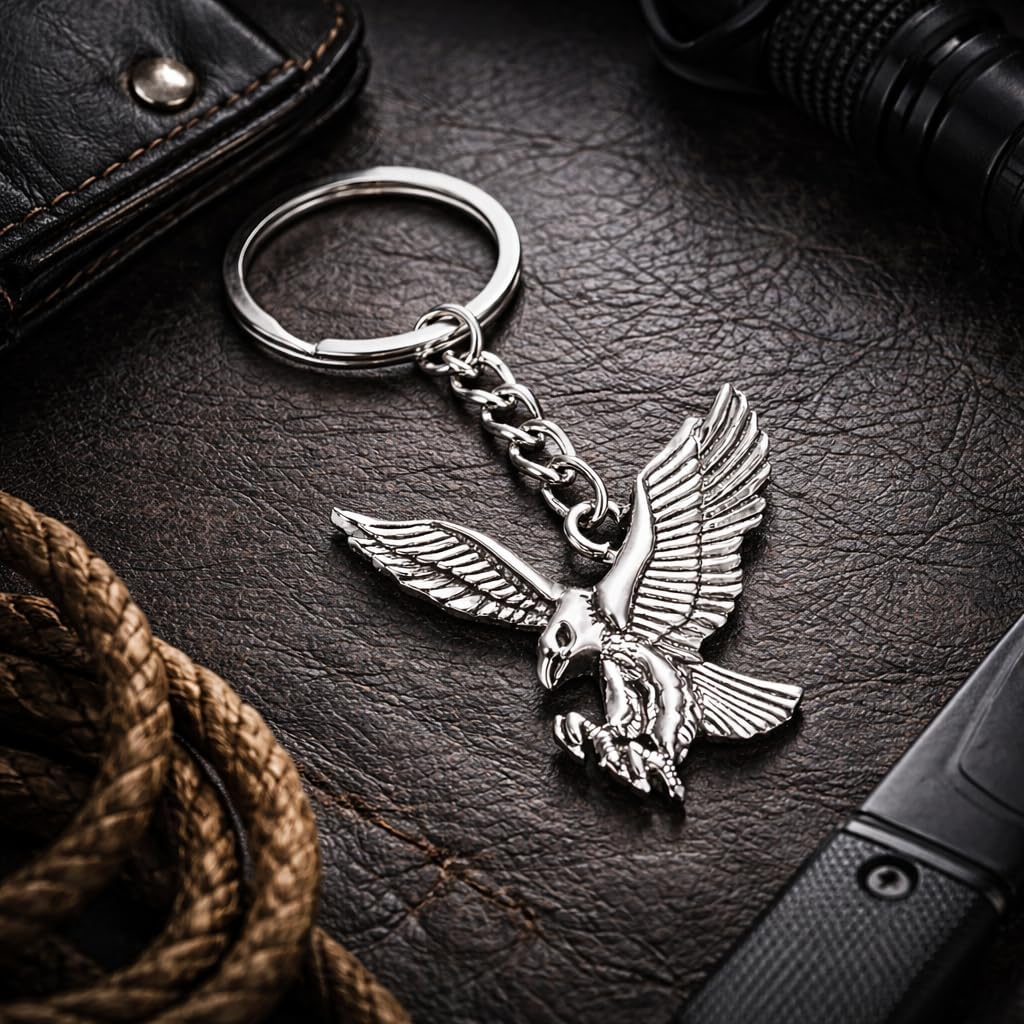 Eagle Keychain – Bird Keychains Bag Charms for Women with Detailed Wingspan and Soaring Pose, Cool Key Chains Gifts for Eagles Lovers, Alumni, Girls, Family, Friends image 2