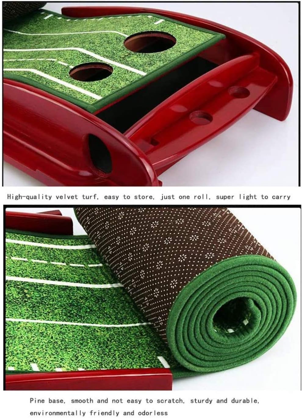 Golf Putting Mats Wood Golf Putting Green Mat with Automatic Ball Return System