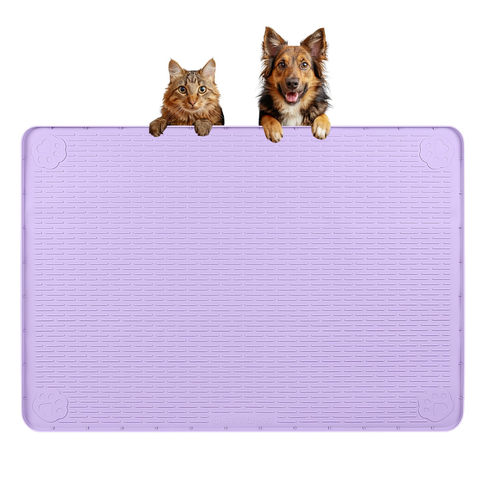 Bartuke Dog Food Mat, Extra Large 34" x 22" Silicone Pet Feeding Mat with Raised Edge Pet Placemat for Small, Medium, and Large Pets Non-Slip, Easy to Clean (Purple) โ image 1