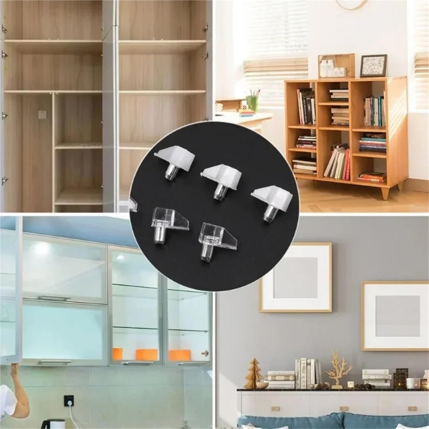 Shelf Pins 500Pcs Transparent Shelf Studs Pegs Metal Support Separator Fixed Cabinet Wardrobe Shelves