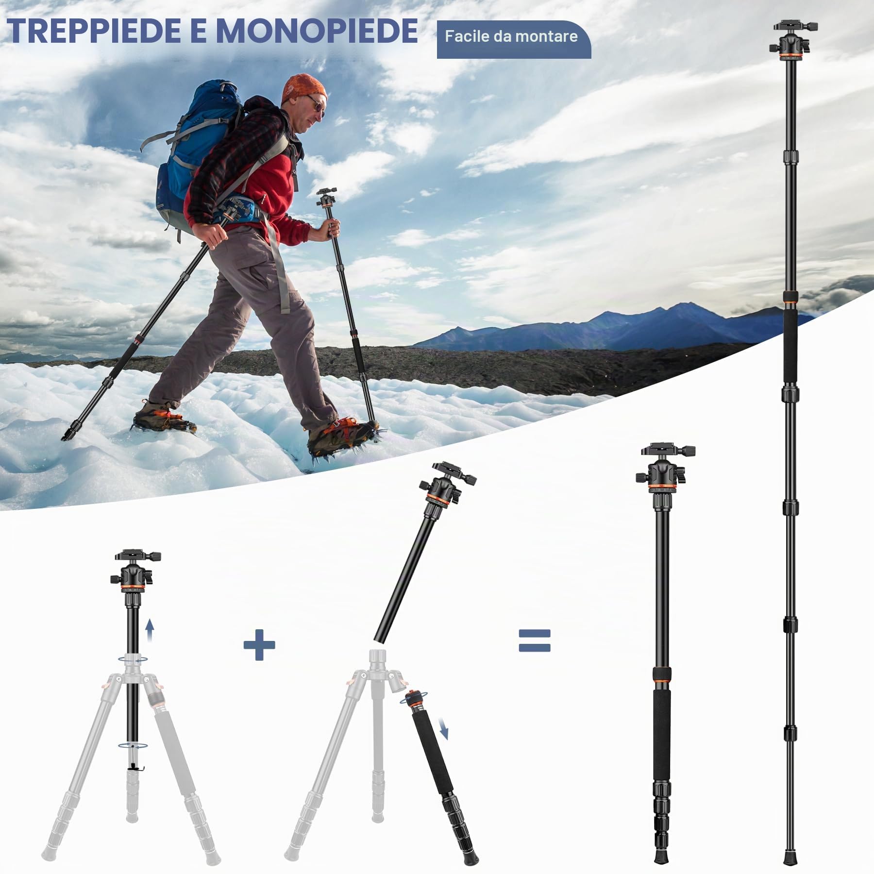 Victiv Treppiede Fotocamera e Smartphone 194cm, Cavalletto Fotografico per Sony Canon Nikon Compatto da Viaggio, Treppiede Reflex in Alluminio Premium Supporta la Fotografia Panoramica a 360°