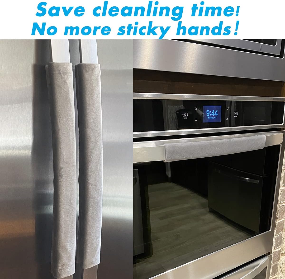 Volecy Set of 6 Refrigerator Door Handle Covers, Washable Velvet Fabric Appliance Handle for Fridge Microwave Stove Dishwasher Catch Stains Dust Fingerprint Prevent Ice hot Hand(Silver Grey)
