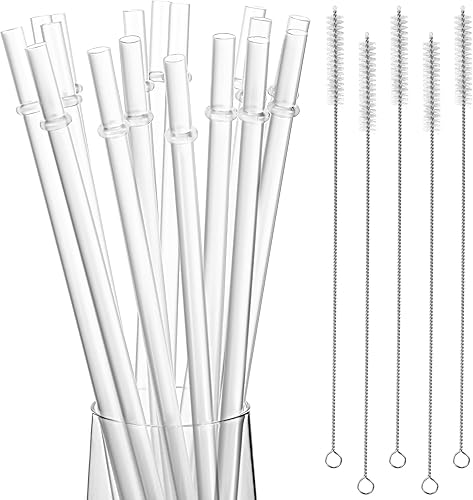 100 pajitas reutilizables de plástico duro transparente con 5 cepillos de limpieza popotes de repuesto transparentes de 11 pulgadas de grosor para