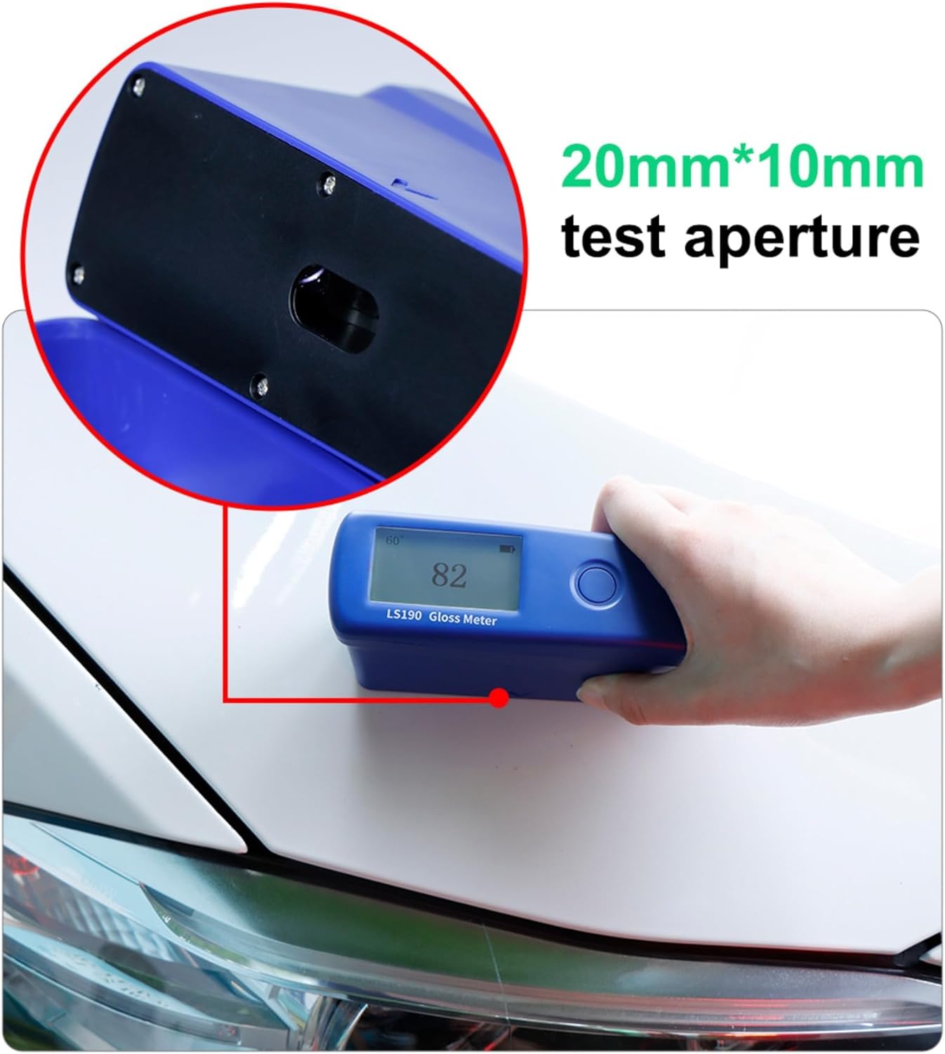 LS190 Gloss Meter Surface gloss measurement tool, 60° angle, 0-200GU range - suitable for paint, plastic, metal