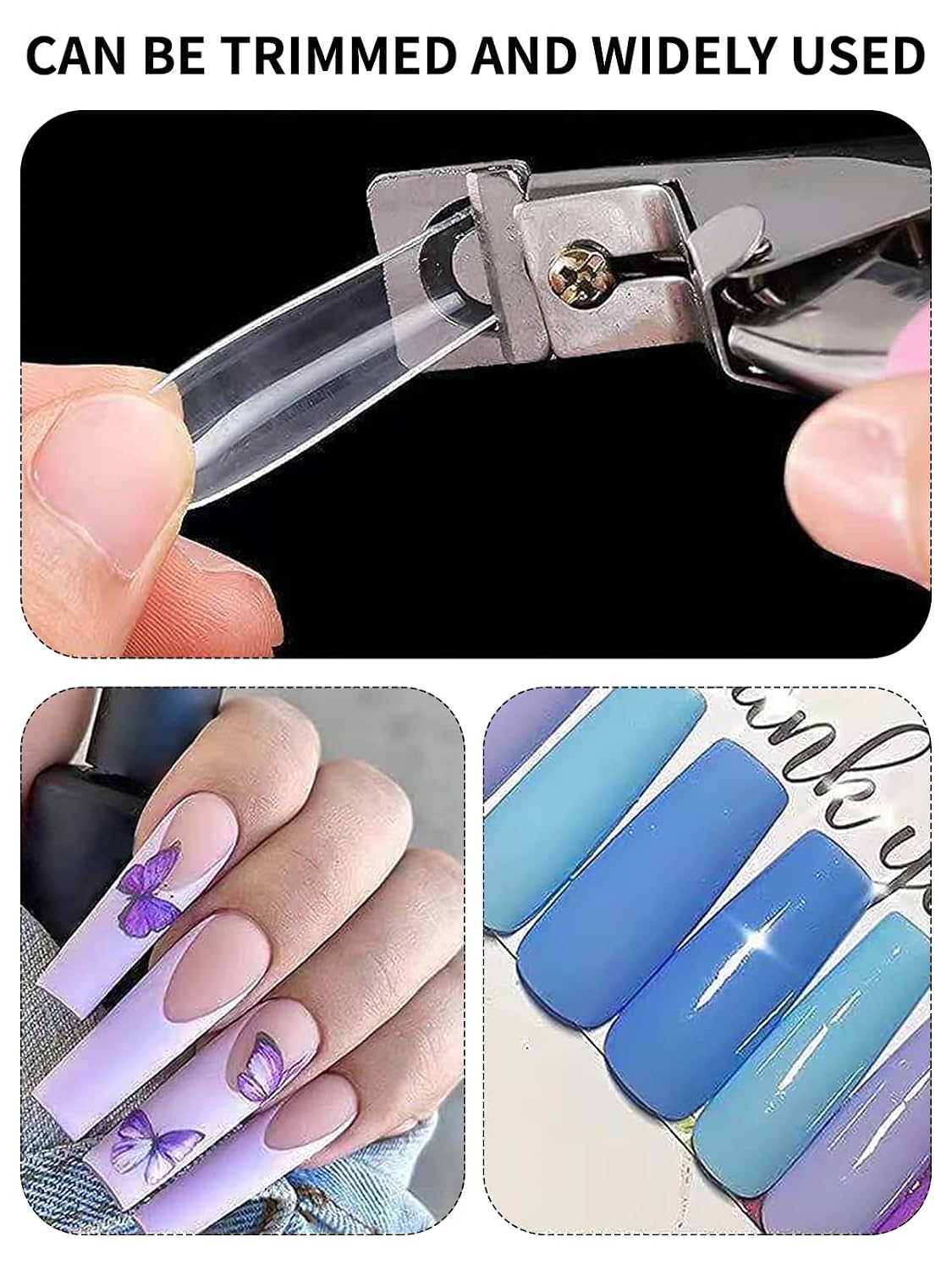 Clear Coffin Acrylic Nail Tips, 240PCS Full Cover False Nail Tips for Acrylic Nails Professional, XXL Extra Long Straight Tapered Square Nail Tips, Ballerina Fake Nail Tips Artificial Nails 12 Sizes