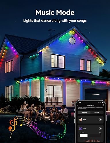 Miniatura 9 de LemonNova Luces permanentes para exteriores Pro, 60 pies con 44 luces LED blancas cálidas y frías, luces de aleros estrellados IP67 impermeables,